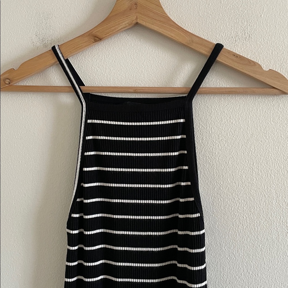Reformation Carson Midi Dress Women’s Size Large Striped Ribbed Black White‎ - Picture 5 of 8
